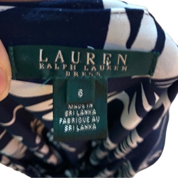 Ralph Lauren Navy and White Floral Print Fit & Flare Cap Dress Sze 6 - Picture 4 of 6